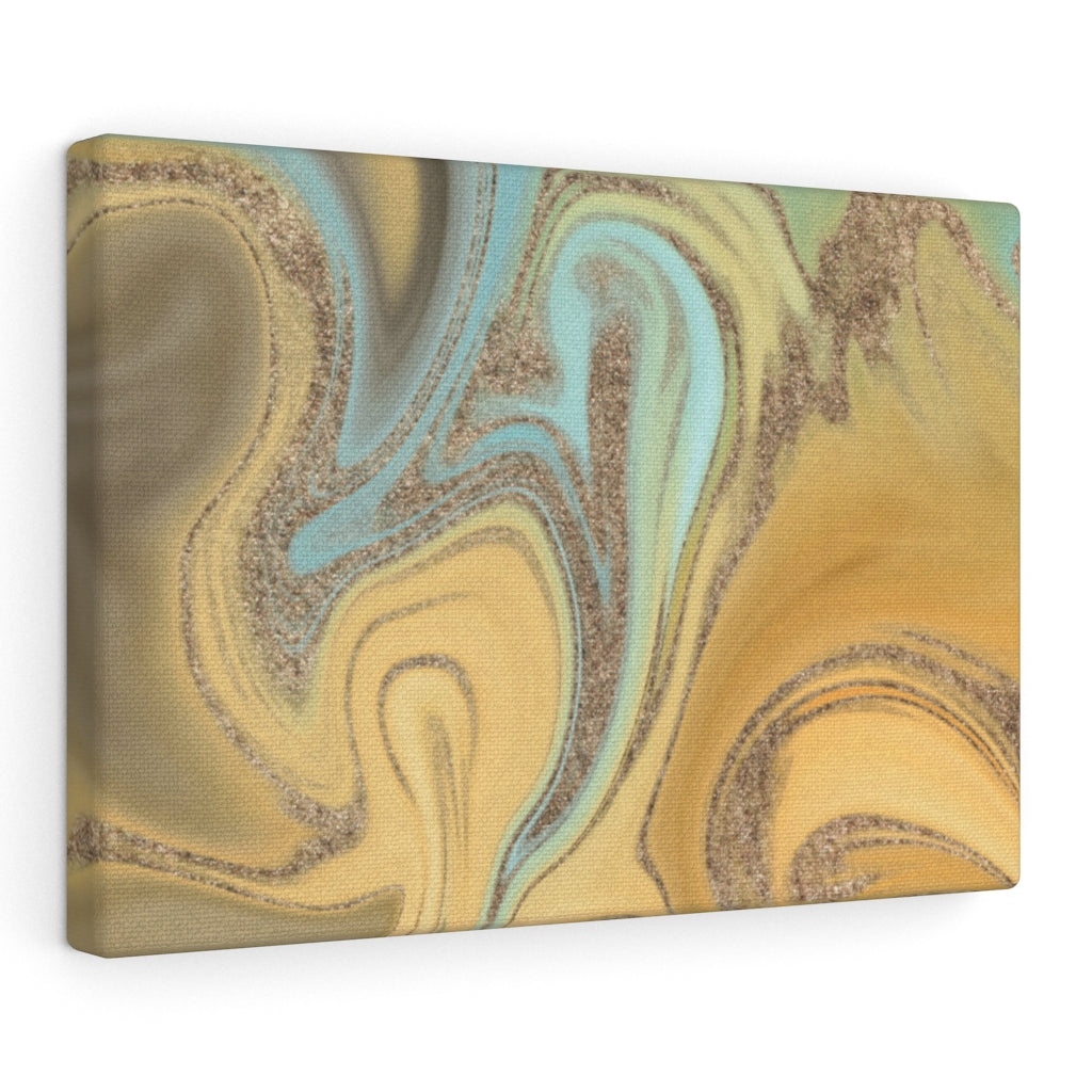 ABSTRACT WALL CANVAS ART | Mint Green Gold Yellow