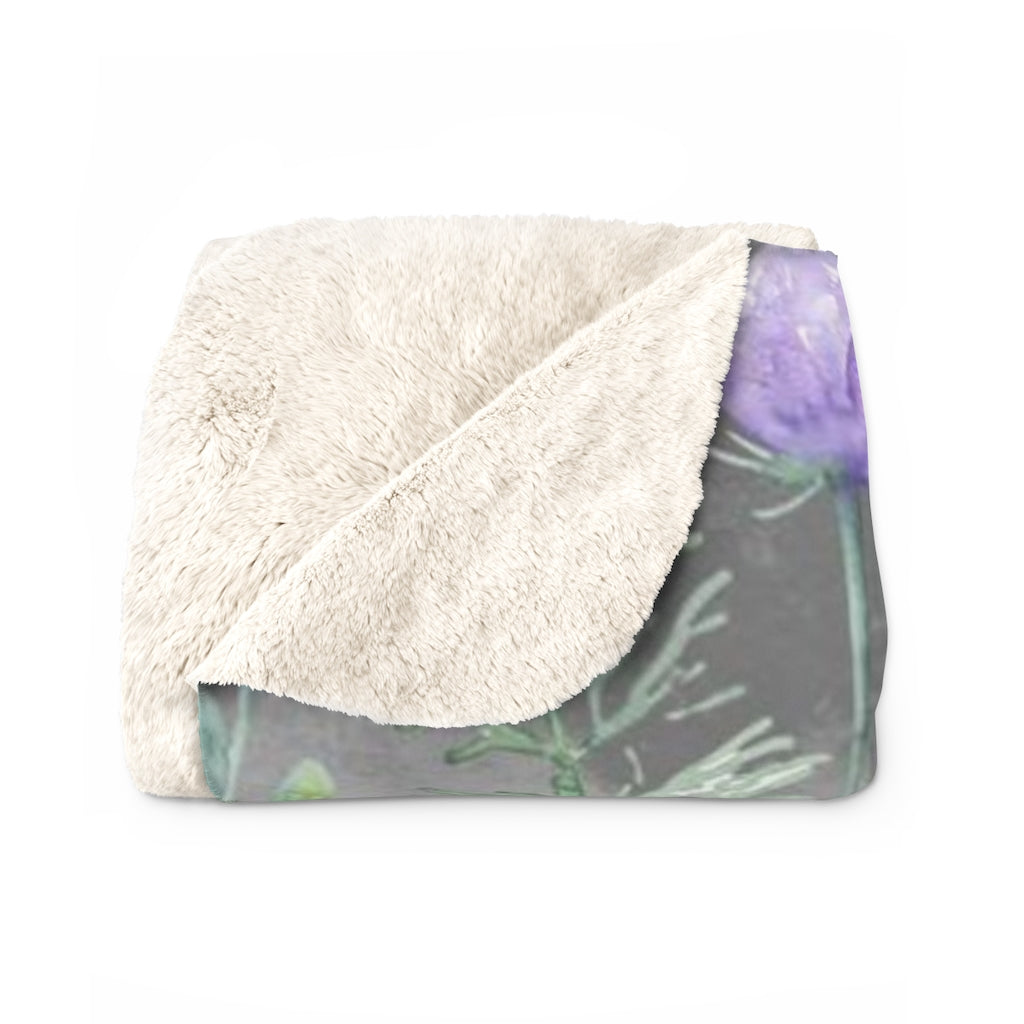 Floral Boho Comfy Blanket | Gray Lavander Beige