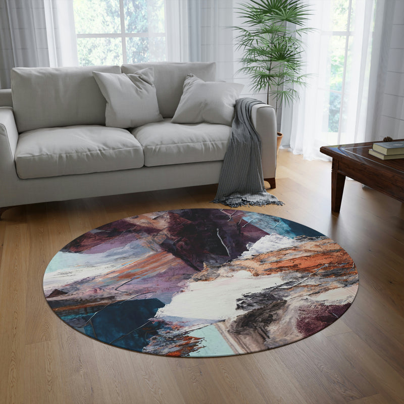 Round Area Rug | Purple Abstract
