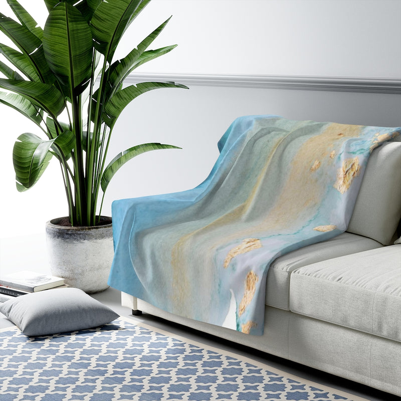 Abstract Comfy Blanket | Blue Beige Ombre