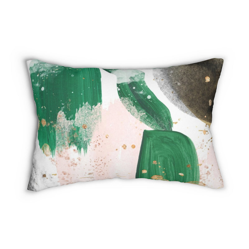 Abstract Lumbar Pillow | Green Pink Black Beige