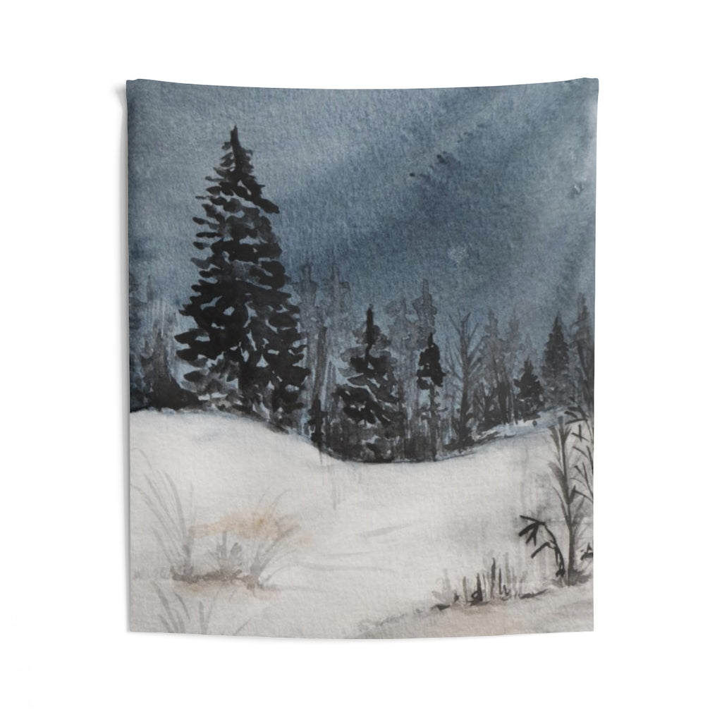 Landscape Tapestry | Grey Indigo Blue Forest