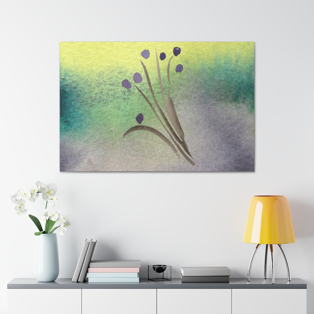 Abstract Canvas Wall Art | Yellow Green Purple