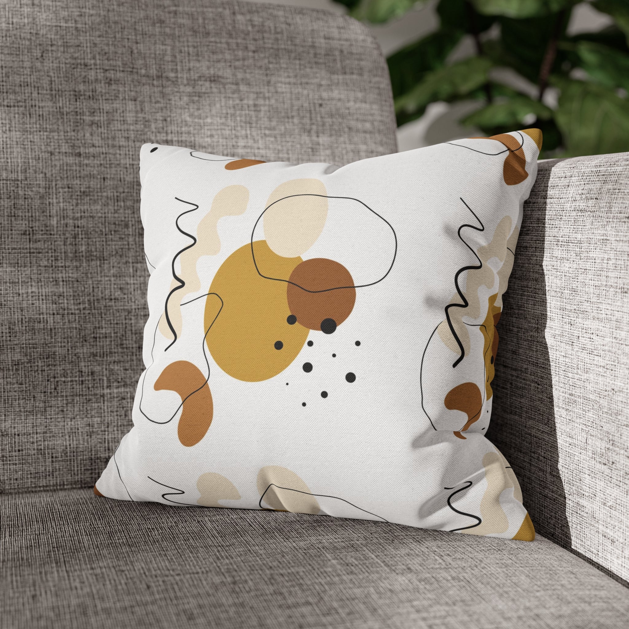 Abstract Boho Pillow Cover | White Beige Black Beige