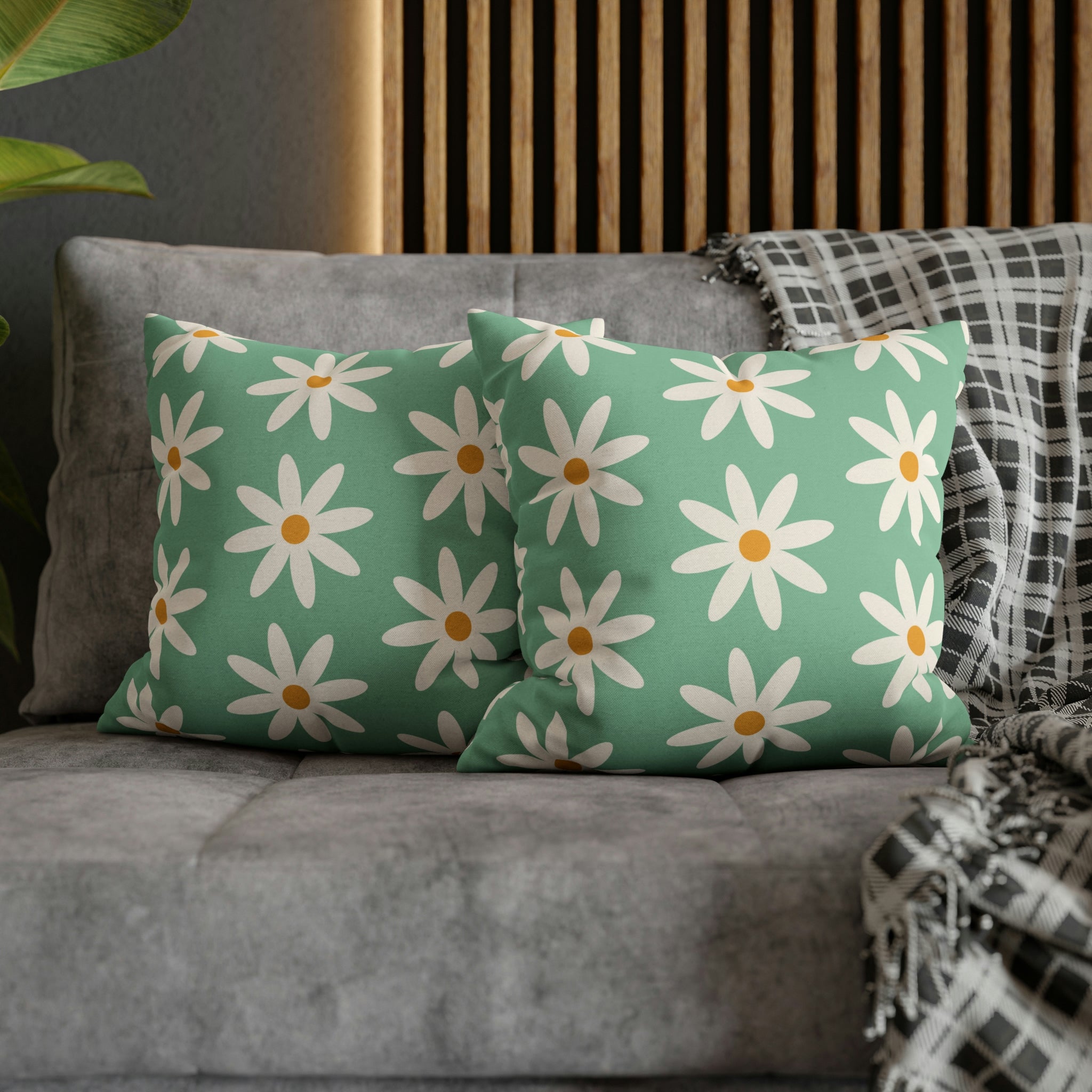 Groovy Pillow Cover | Green White Floral