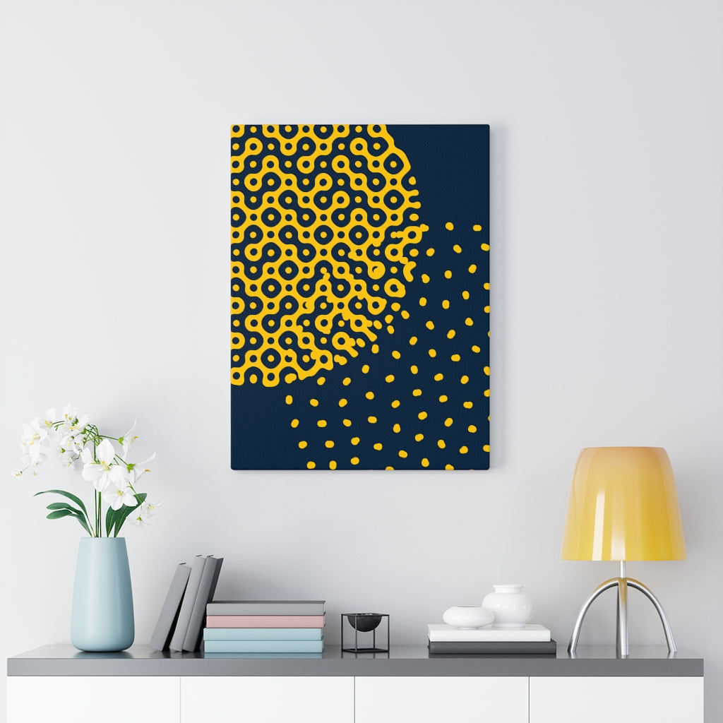 ABSTRACT WALL CANVAS ART | Navy Blue Yellow