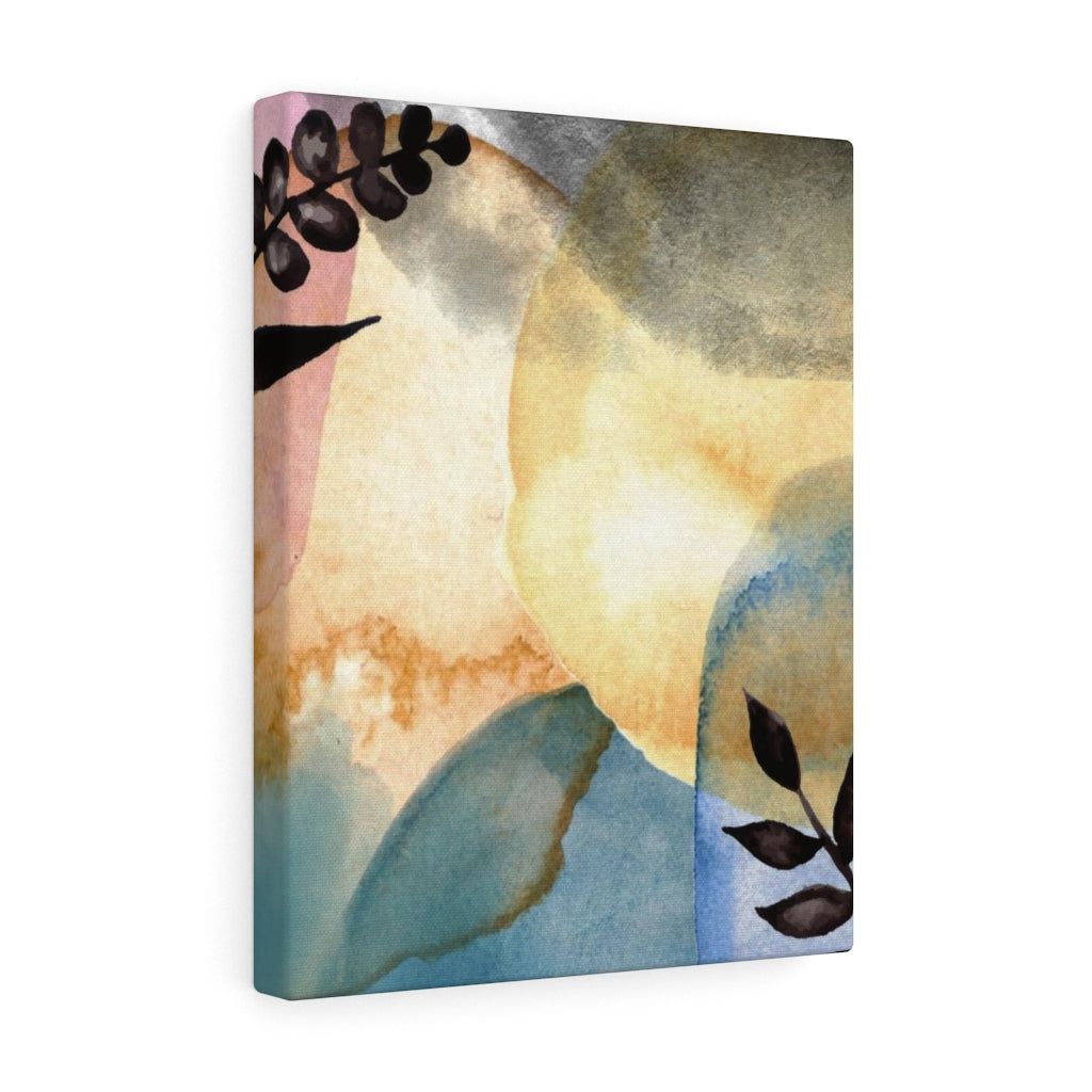 FLORAL WALL CANVAS ART | Yellow Black Blue