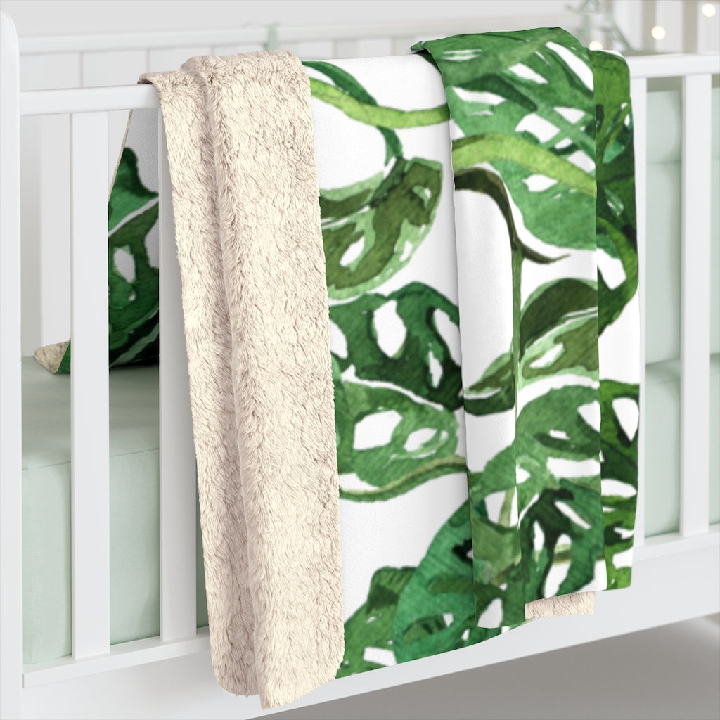 Monstera Leaves Floral Blanket