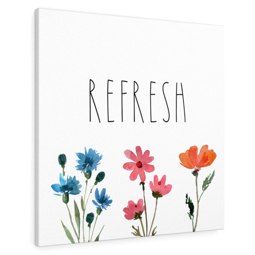 FLORAL WALL CANVAS ART | With Saying | Pink Blue Orange