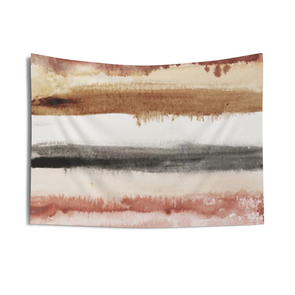 Abstract Tapestry | Beige Brown Black Stipes