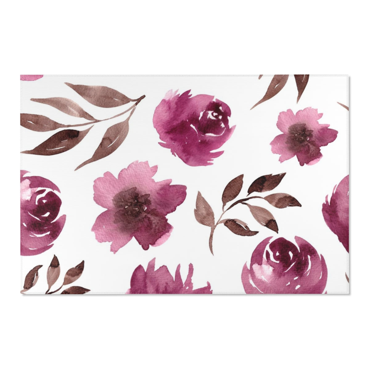 Floral Area Rug | Fuchsia Pink Watercolor Peonies