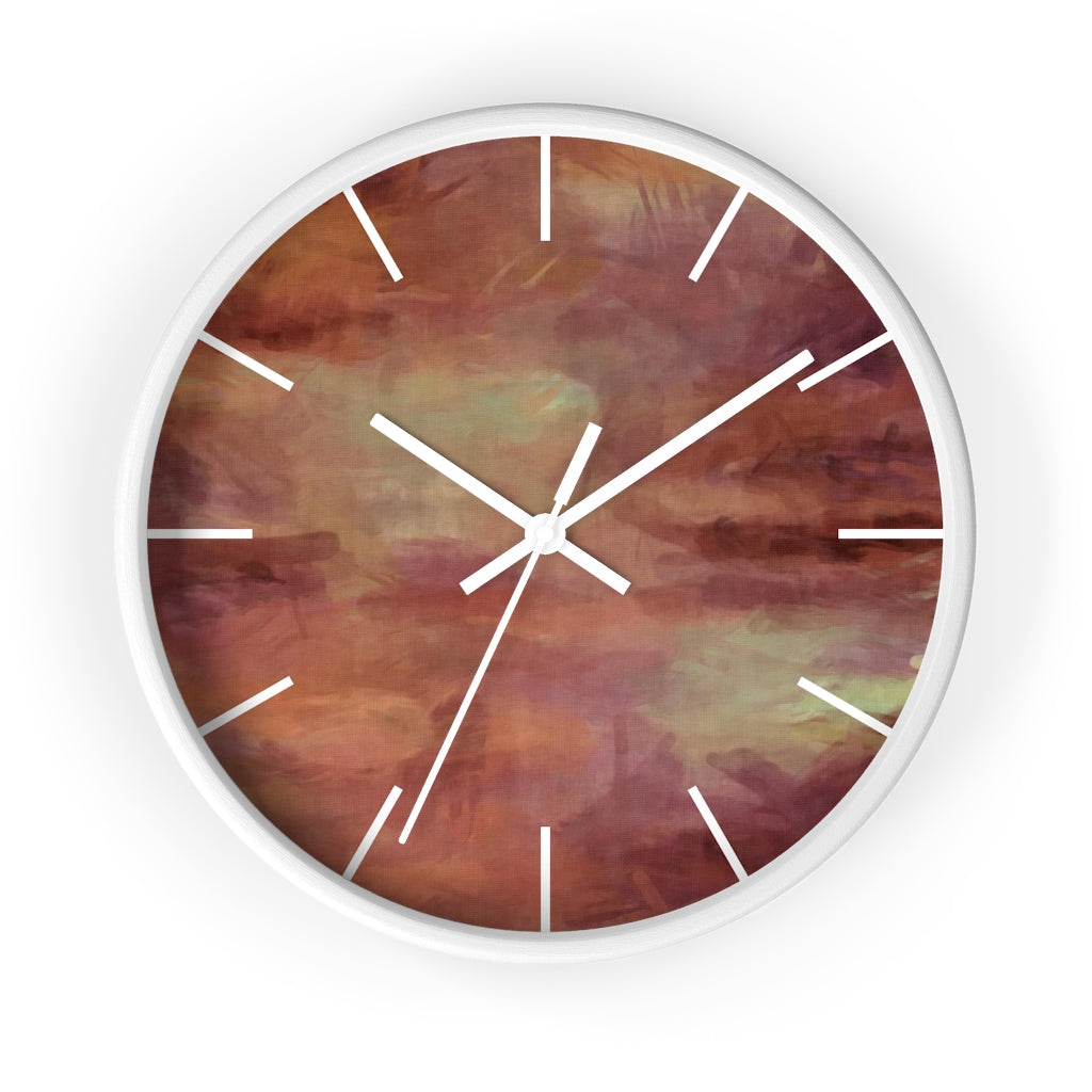 Abstract 10" Wood Wall Clock | Rust Brown