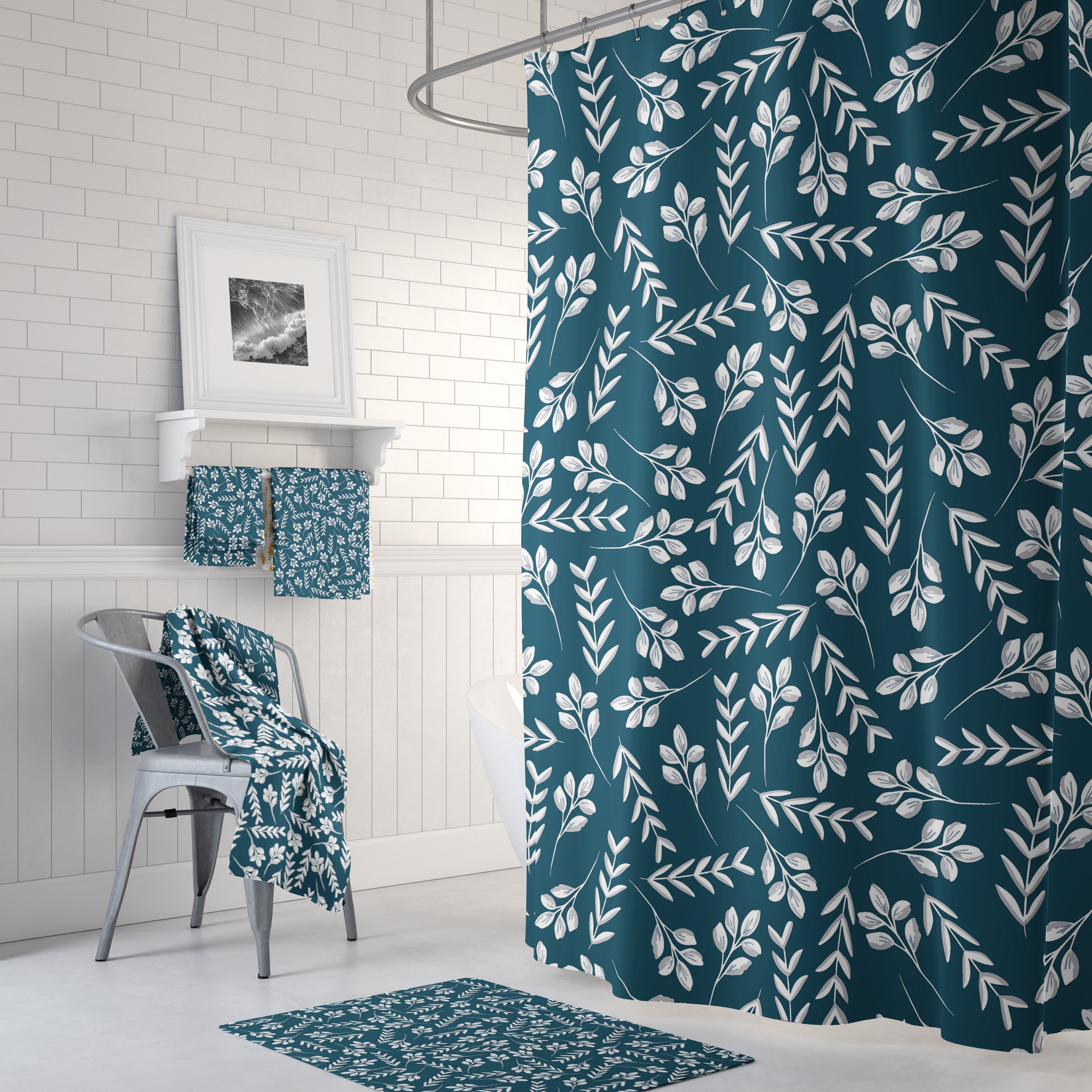 modern boho fabric shower curtain