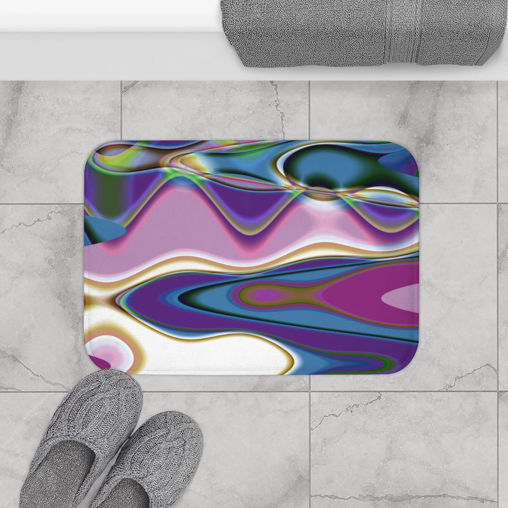 Abstract Bath Mat | Blue Purple Green