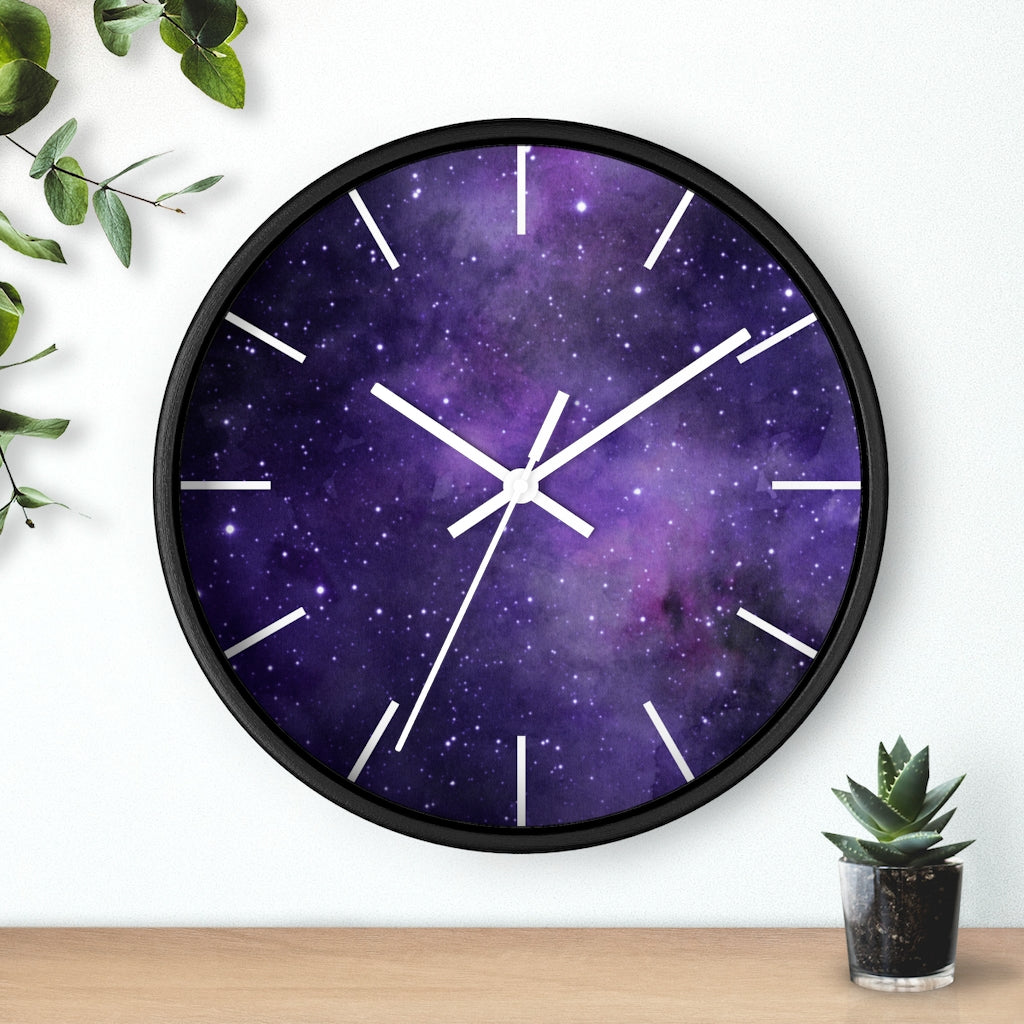 Purple Cosmic 10" Wood Wall Clock