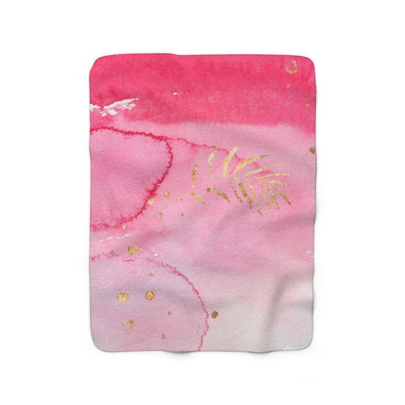 Floral Comfy Blanket | Pink Gold Leaves