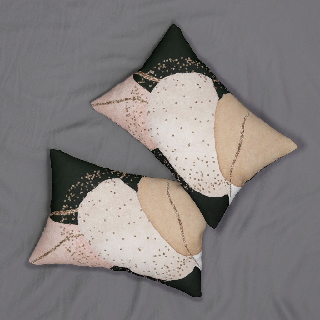 Abstract Boho Lumbar Pillow | Beige Cream Blush Pink