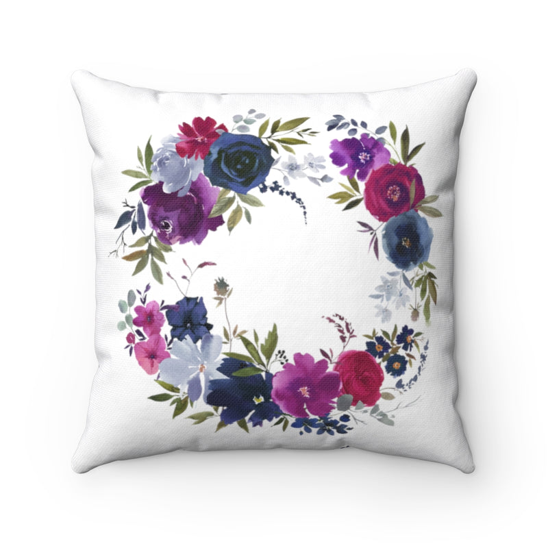 Floral Boho Pillow Cover |  White Purple Navy Blue Wine Red Green