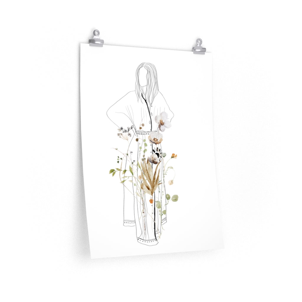 Woman | Wild Floral Art Print | one line art poster