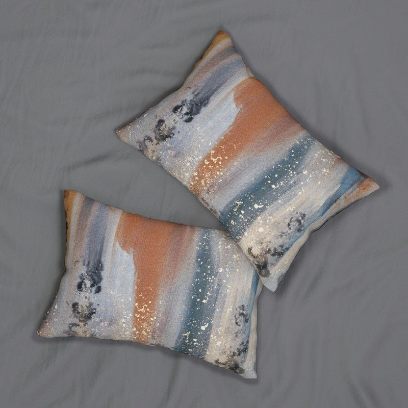 Abstract Lumbar Pillow | Earthy navy rust