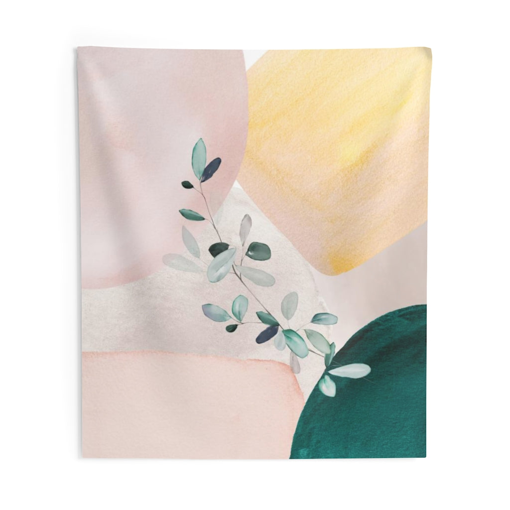 Floral Tapestry | Yellow Blush Pink Green Eucalyptus Leaves