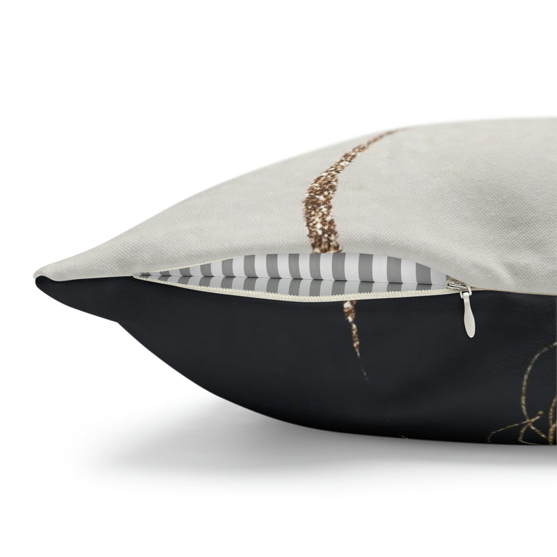 Abstract Boho Pillow Cover | Black Cream Beige