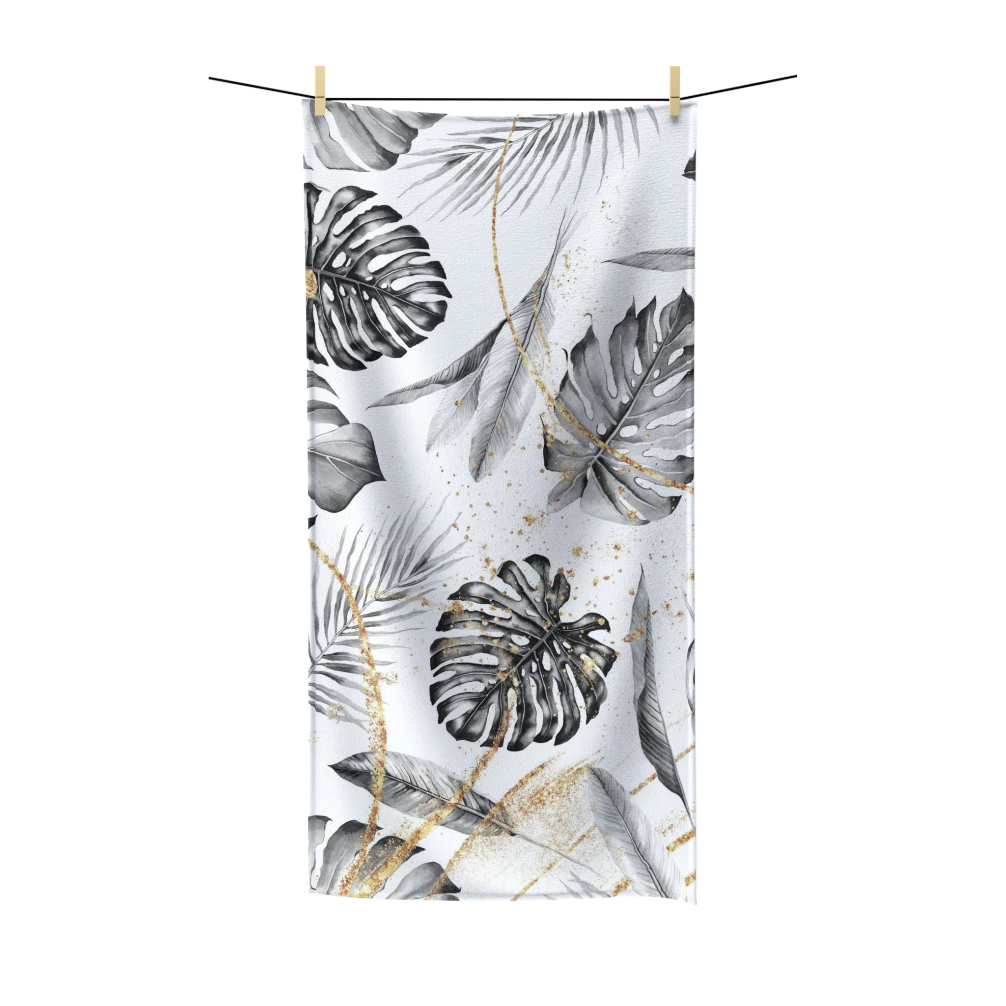 Gray Monstera Bath Towel