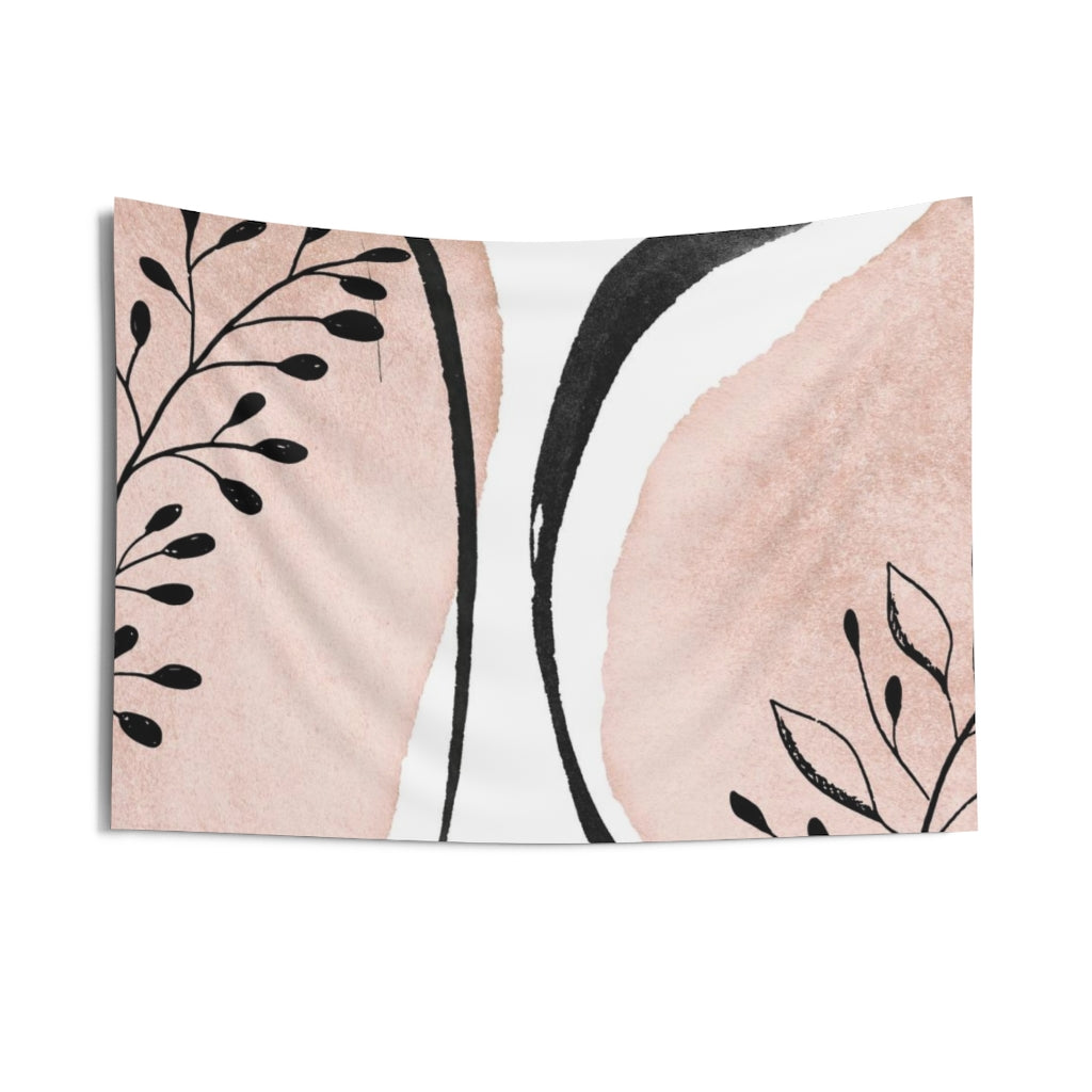 Floral Tapestry | Blush Pink Black White