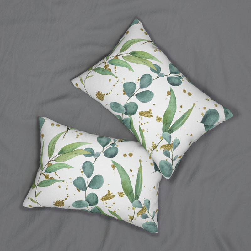 Floral Lumbar Pillow | Blue Green White Eucalyptus
