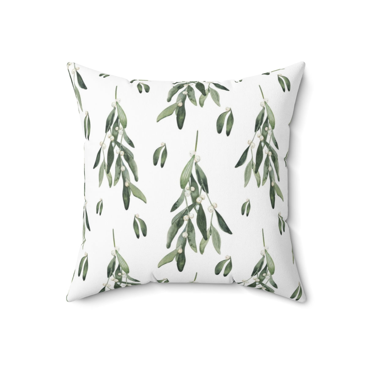 Christmas Square Pillow Cover | White Winter Leaves