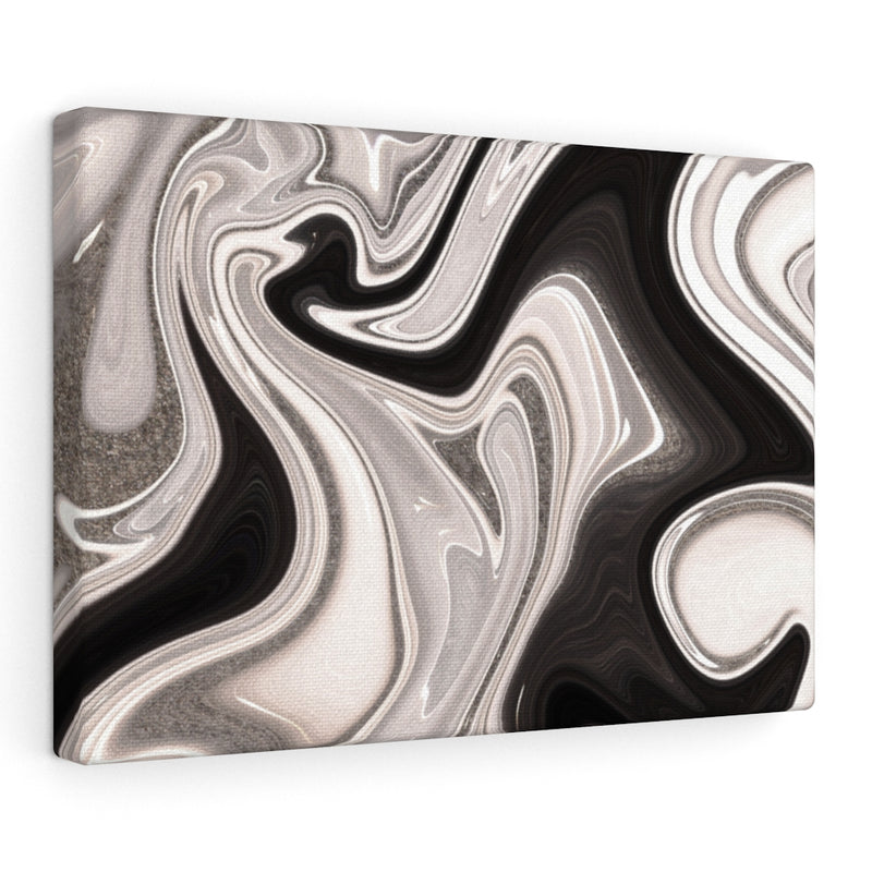 ABSTRACT WALL CANVAS ART | Black White Silver