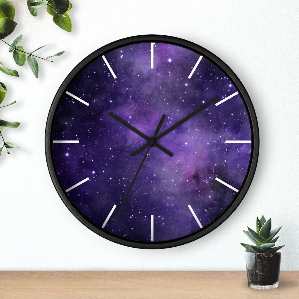 Purple Cosmic 10" Wood Wall Clock