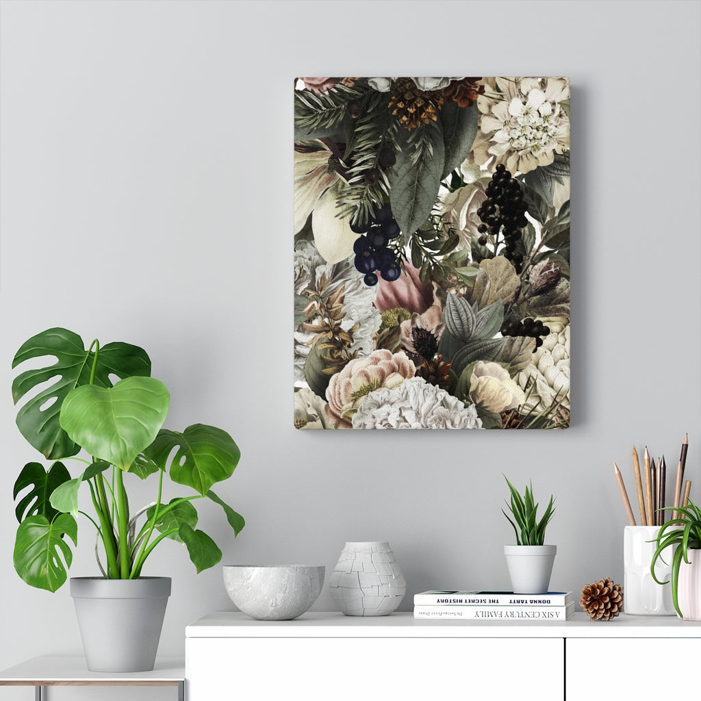 FLORAL CANVAS ART | Black White Green