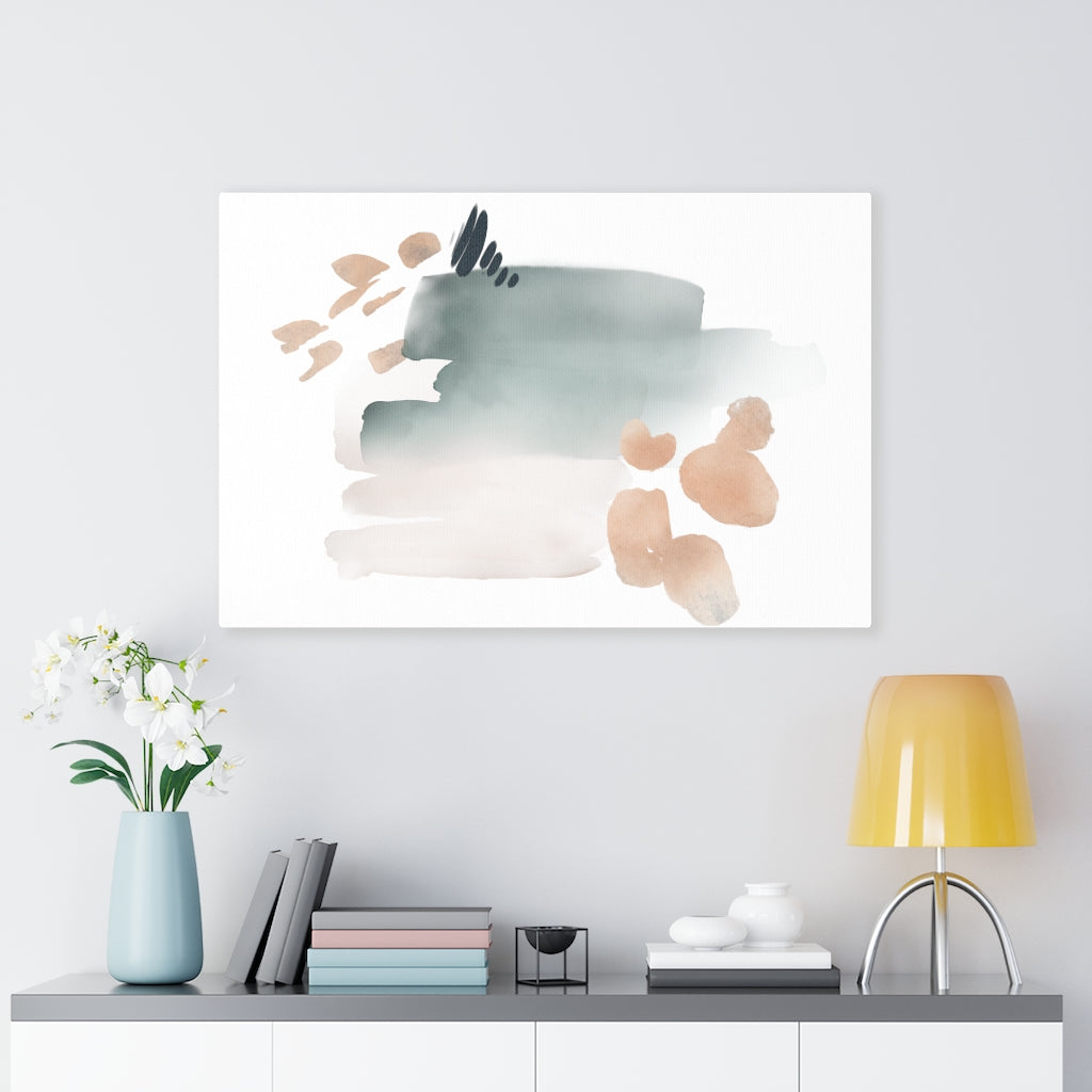 Abstract Canvas Art | Grey White Blush Pink