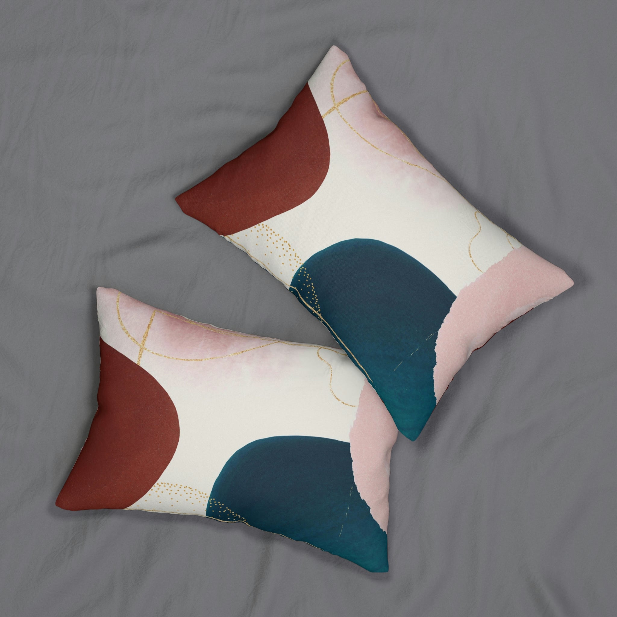 Lumbar Pillow | Abstract Red Blue Pink