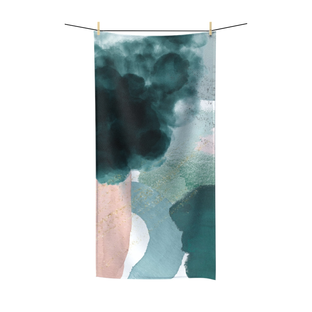 Abstract Bath Towel | Green Blush Pink