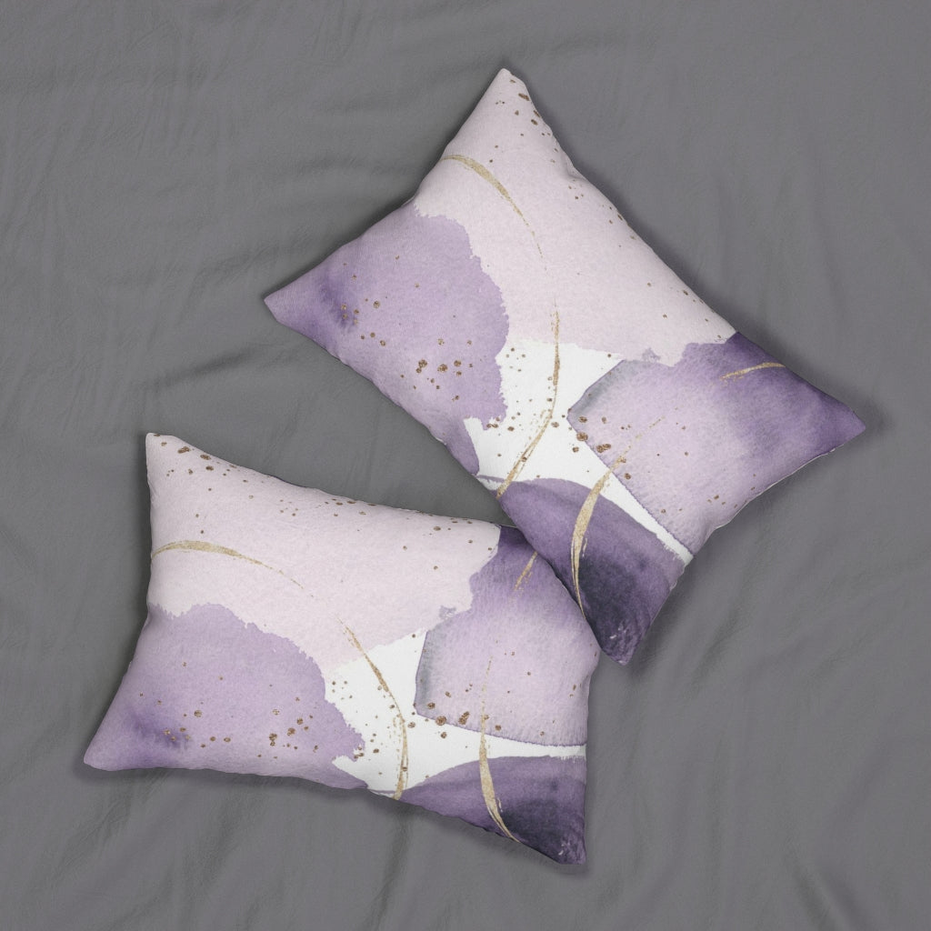 Abstract Boho Lumbar Pillow | Lavender Gold White