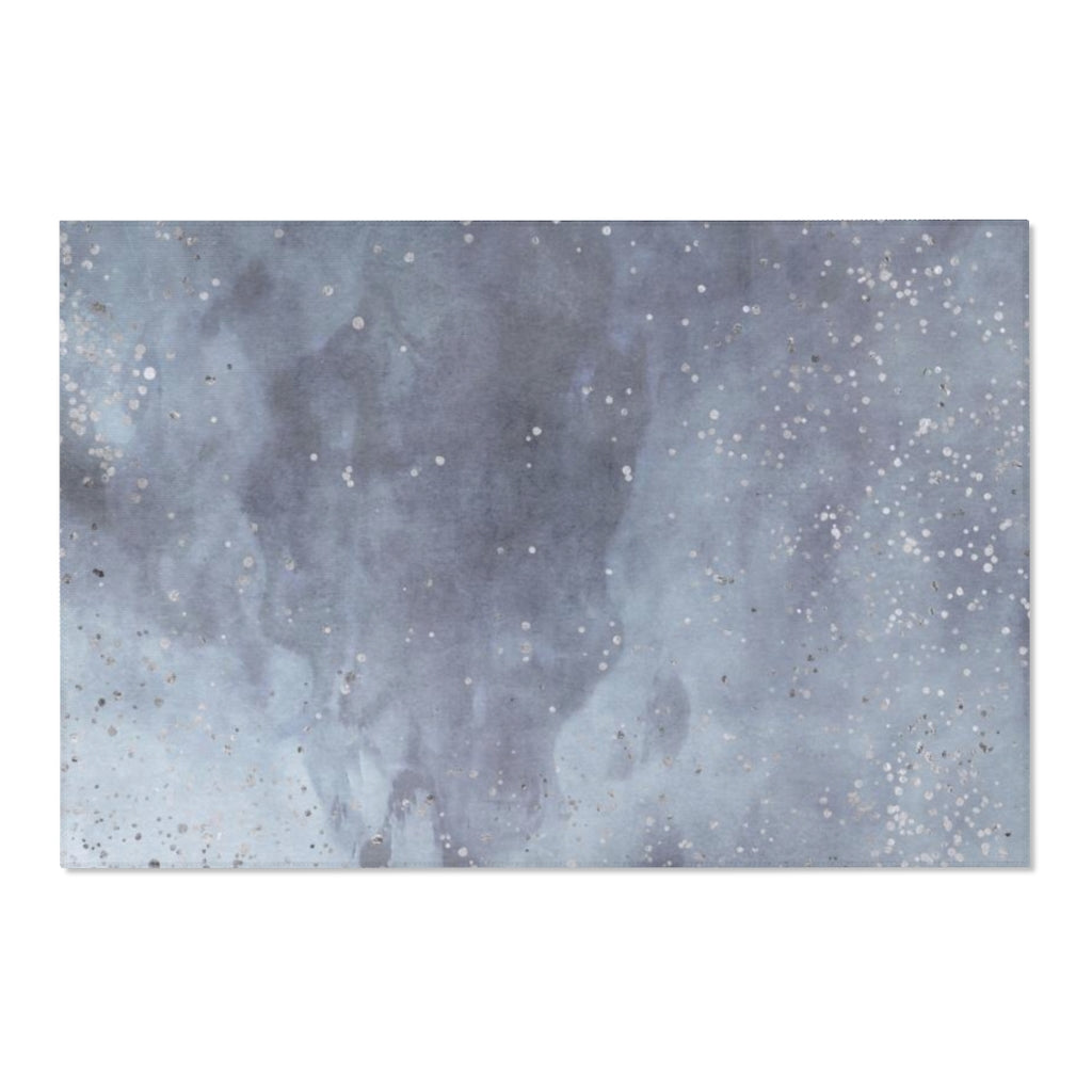 Abstract Area Rug | Blue Silver Ombre