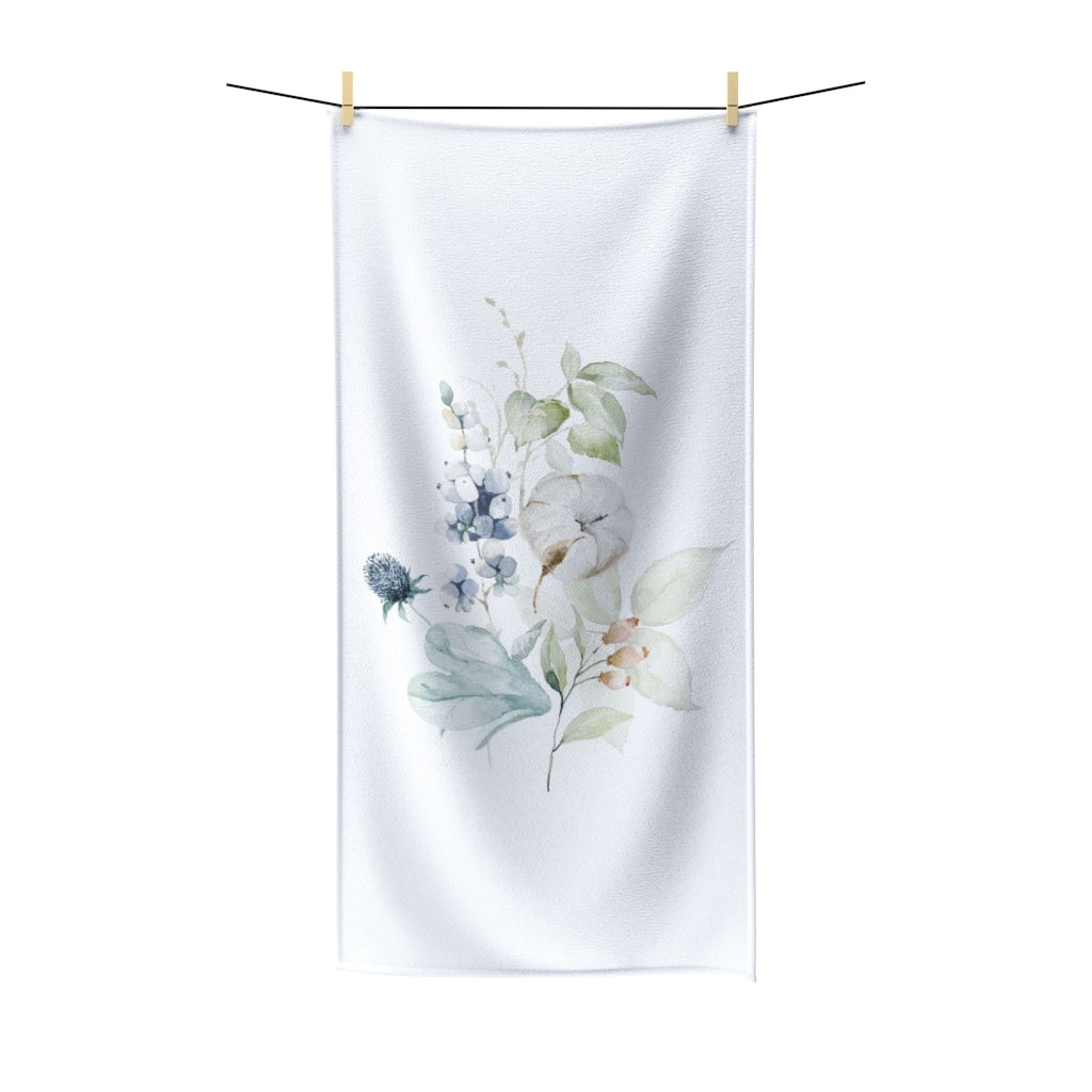 Floral Bath Towel | Pastel, Ivory Cotton Flowers