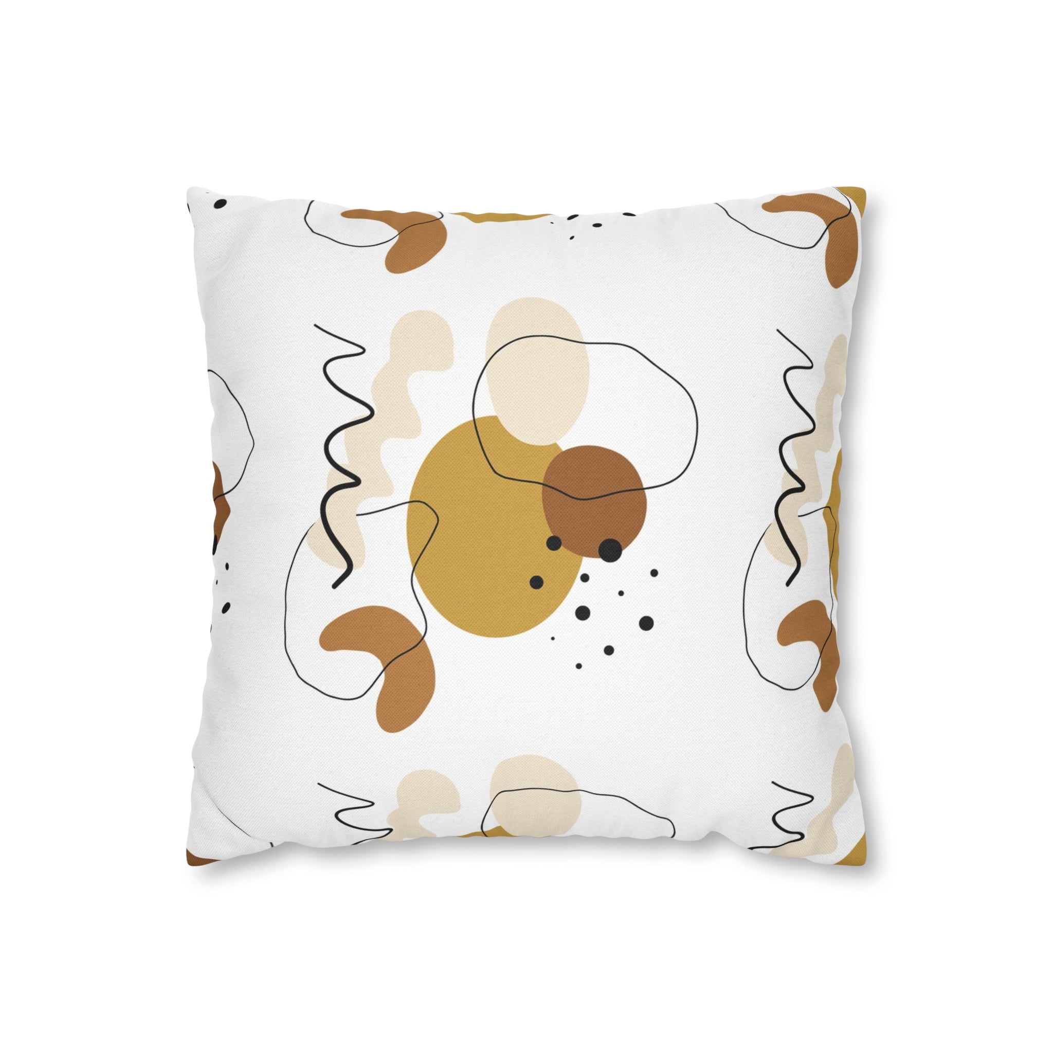 Abstract Boho Pillow Cover | White Beige Black Beige