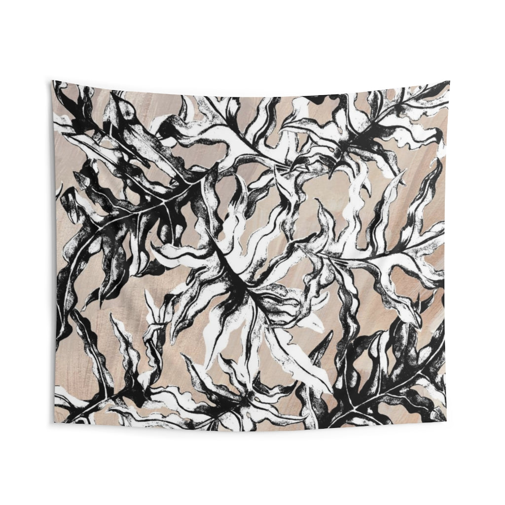 Floral Tapestry | Beige Black White