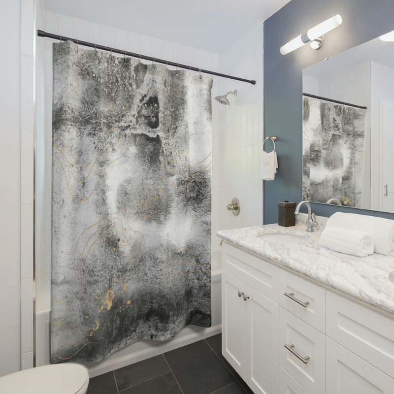 Boho Shower Curtain | Gray White Ombre