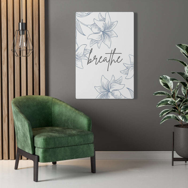 FLORAL WALL CANVAS ART | With Saying | White Pastel Blue