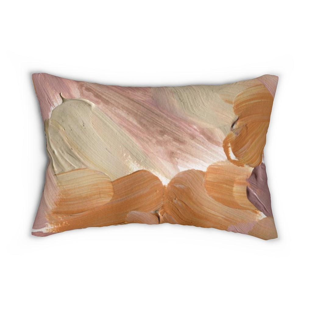 Abstract Lumbar Pillow | Beige Green Pink