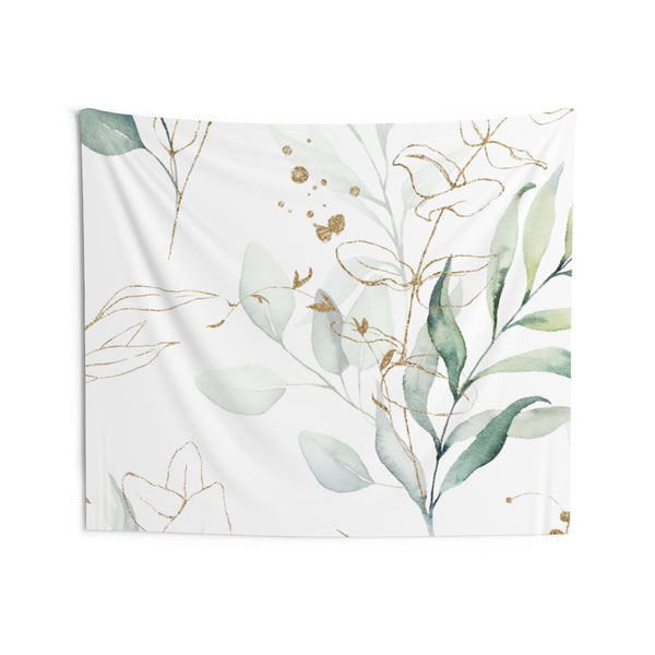 Floral Tapestry, White Green Eucalyptus
