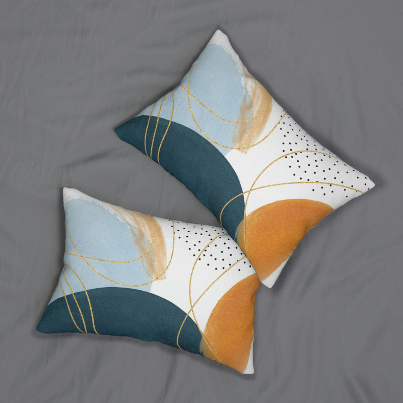 Lumbar Pillow | Abstract Brown Beige Navy Sky Blue Ombre