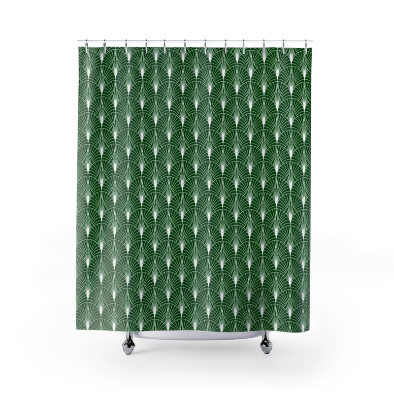 Art Deco Shower Curtain | Green White Gatsby