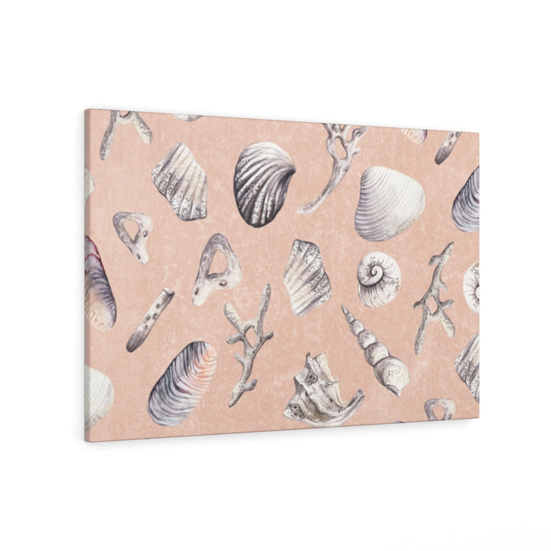 WHIMSICAL CANVAS ART | Pink Blue Seashells