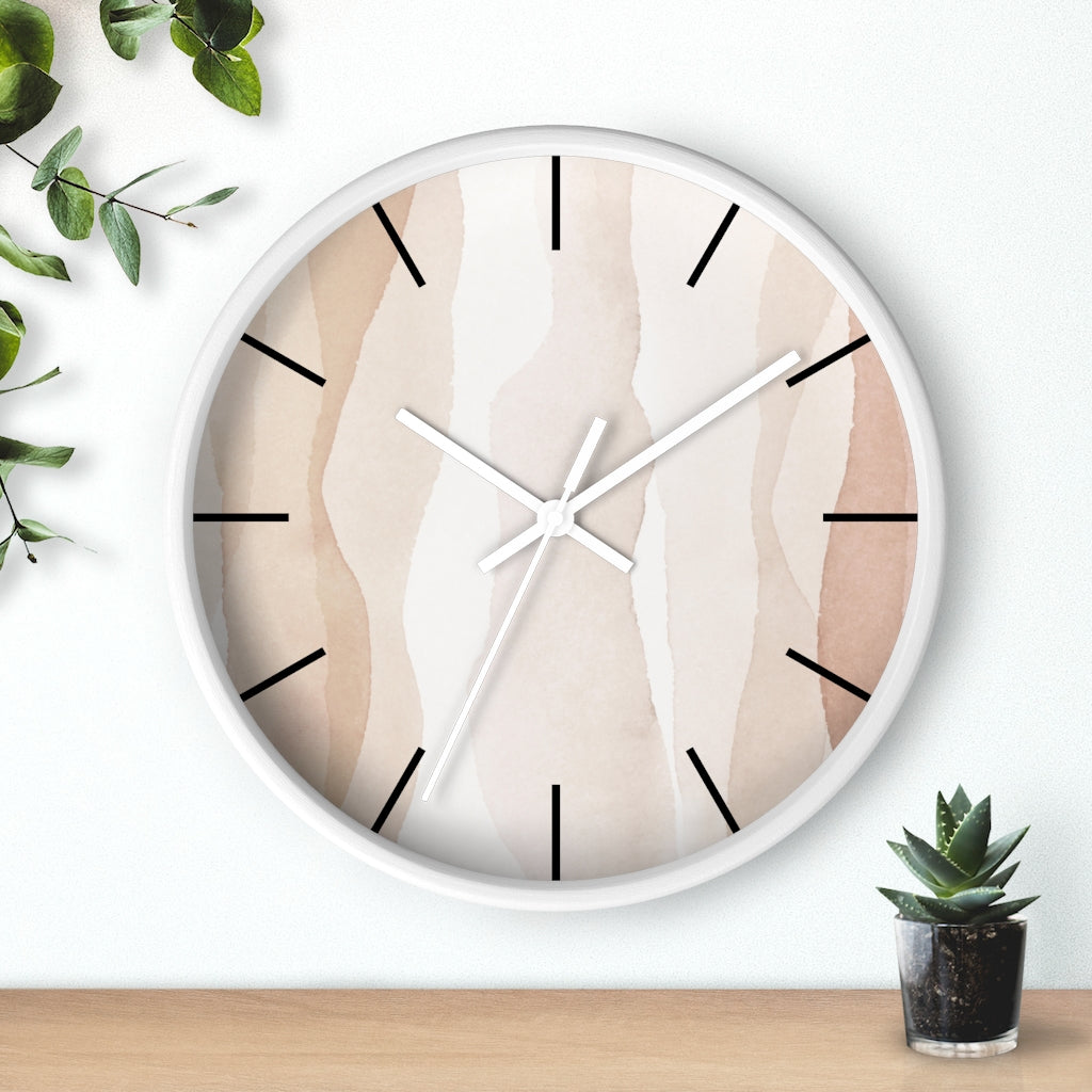 Wood,  Wall Clock, Pastel Beige 10"