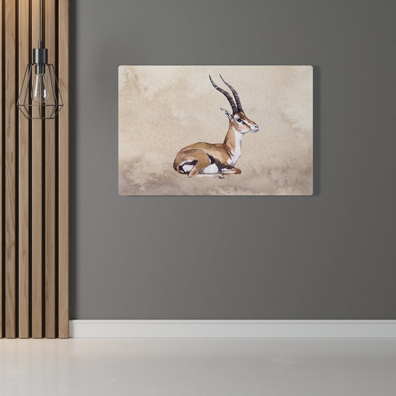 WHIMSICAL WALL CANVAS ART | Beige Watercolor Gazelle